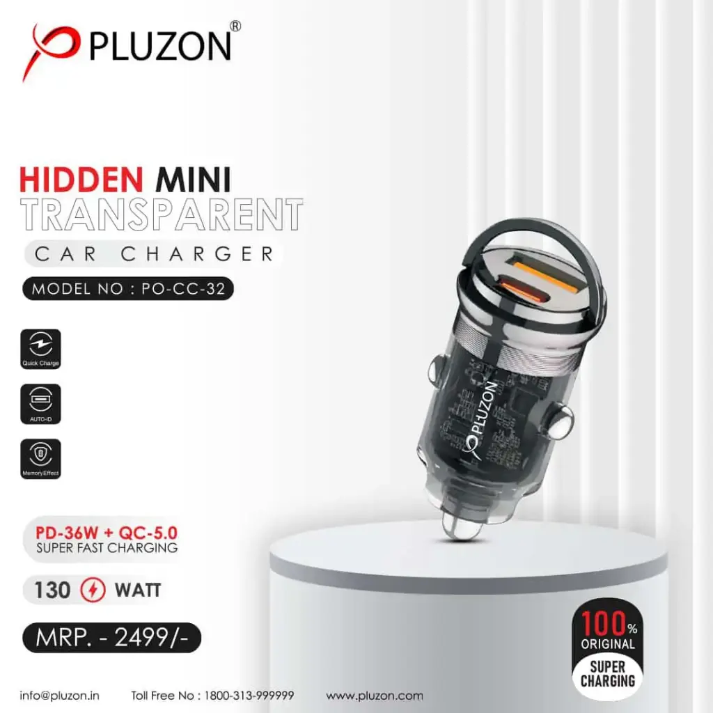 Pluzon Hidden Mini Transparent Car Charger