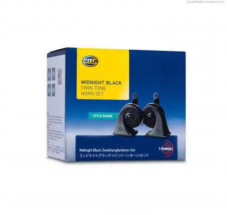 Hella Midnight Black Twin Tone Horn Set