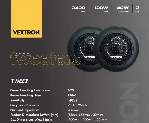 Vextron TWEE2 Tweeters – High-Performance Sound for Your Car 
